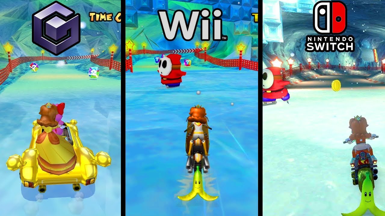 GCN Sherbet Land - Mario Kart Double Dash (GCN) vs. Mario Kart Wii vs. Mario Kart 8 Deluxe (Switch)
