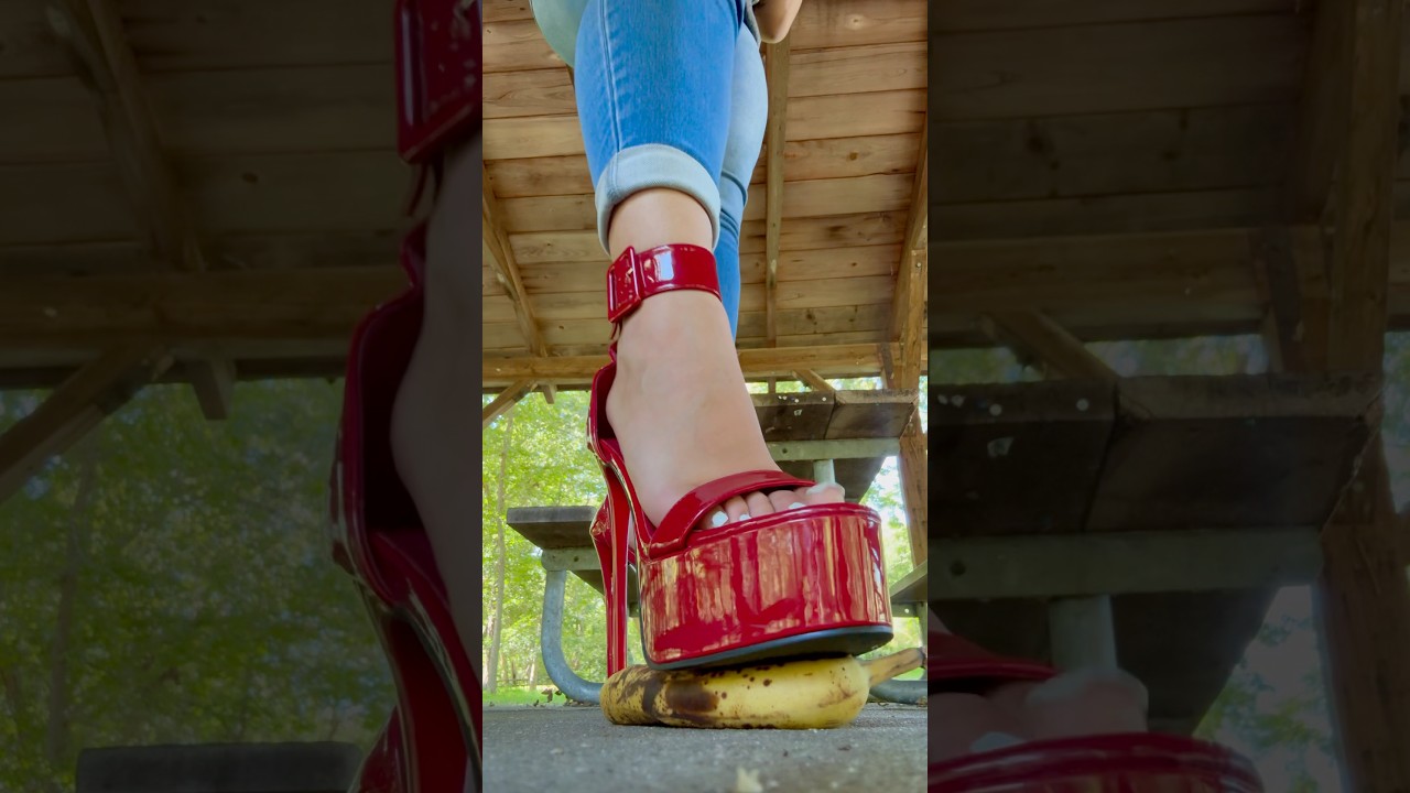 Platform High Heels Banana Crush 🍌👠 #fruitcrush #platformheels #ytshorts #asmr