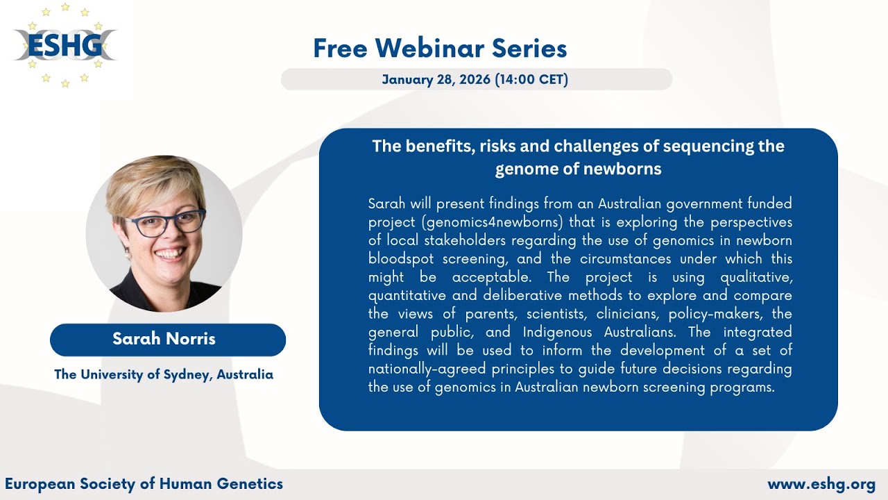 ESHG Webinar Series Season 2 Episode 1 with Sarah  Norris