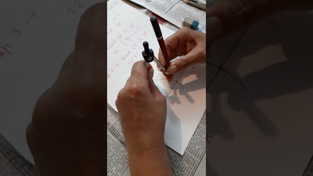 Construction of 22.5 degree angle