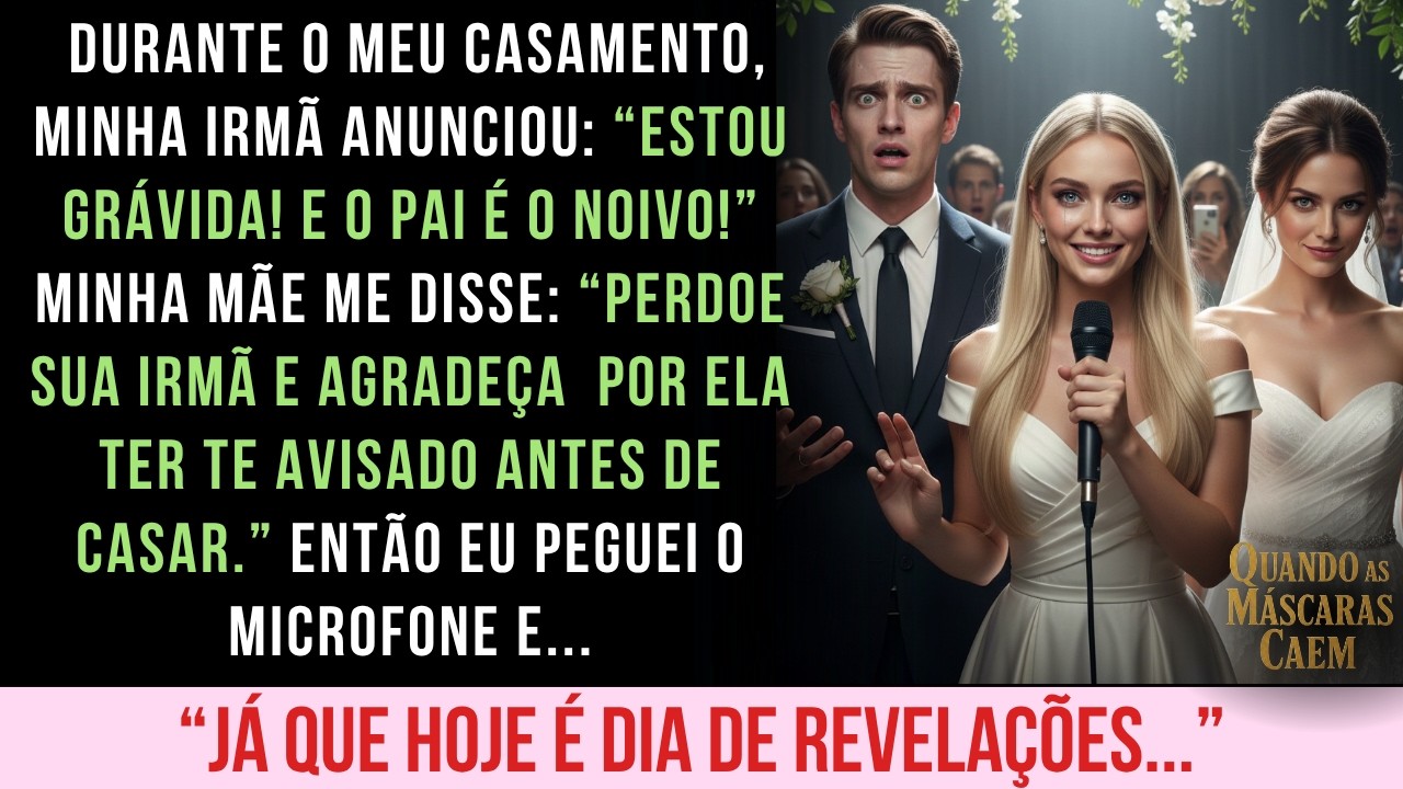MINHA IRMÃ ANUNCIOU QUE ESTAVA GRÁVIDA DO MEU NOIVO NO ALTAR. ENTÃO CONTEI UMA BOMBA AINDA MAIOR...