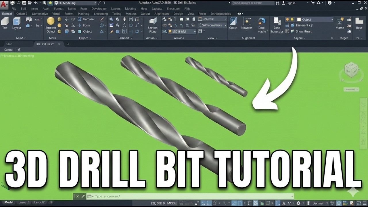 How to create 3d drill bit desing in autocad ( step by step ) # myanmar users #autocad 3d သင်ခန်းစာ