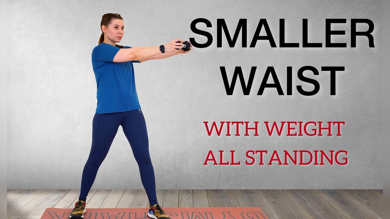 15 MIN STANDING ABS and WAIST Workout/with weights and without/Eliminar grasa de la cintura/con peso