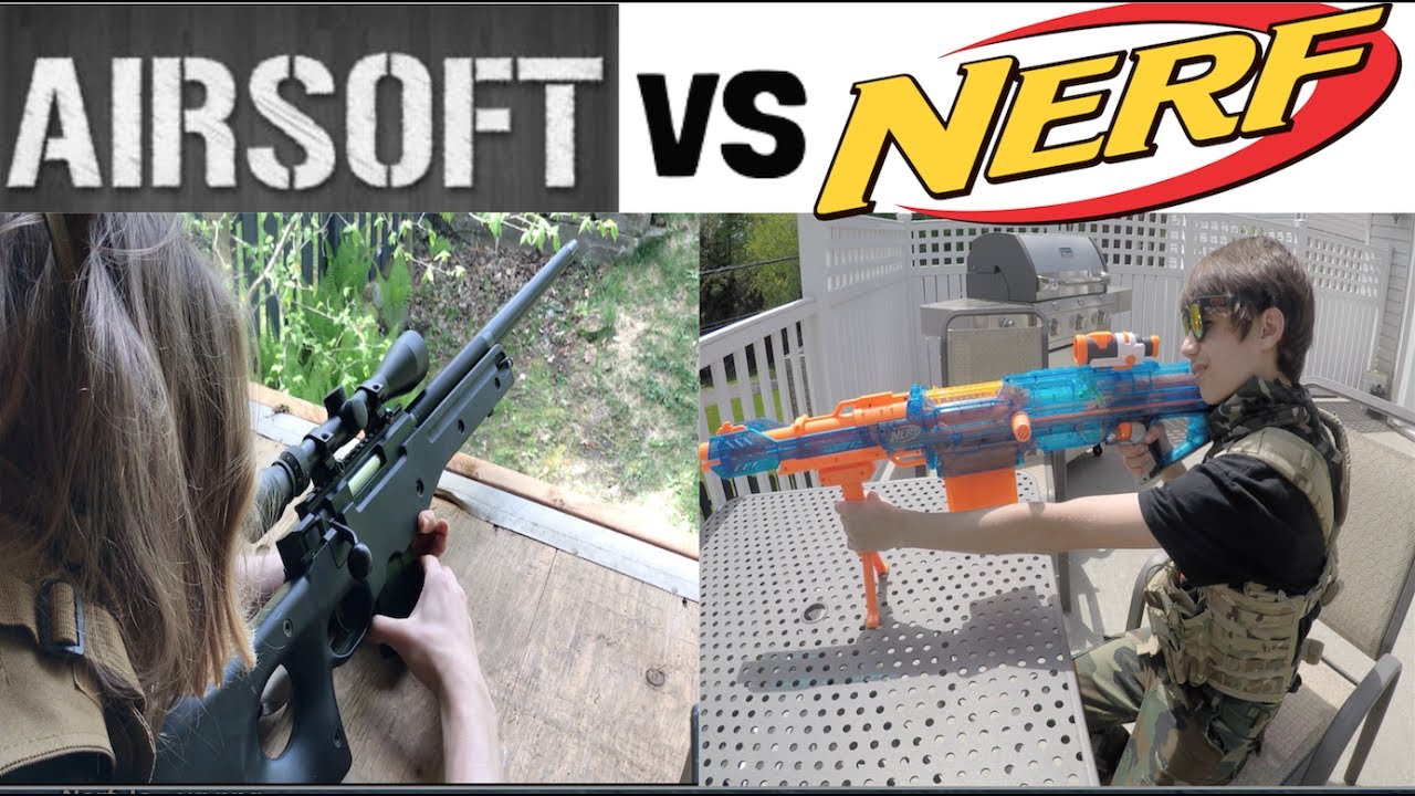 Airsoft Sniper vs Nerf Sniper