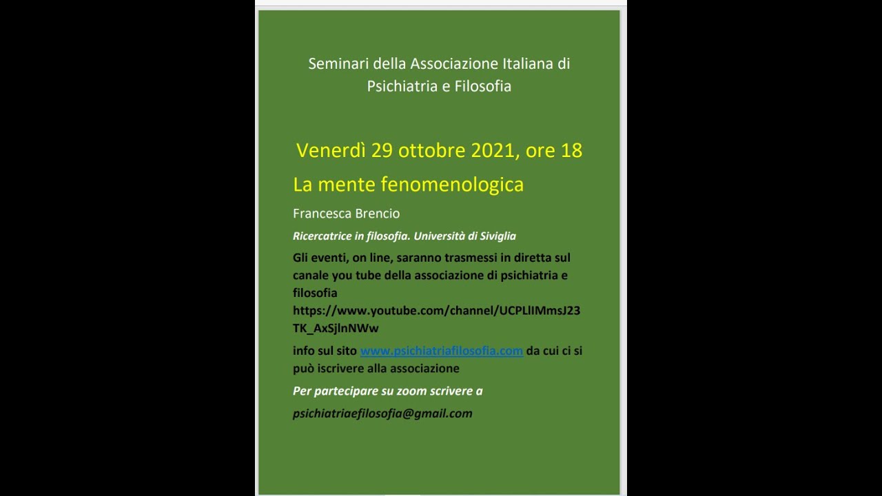 Francesca Brencio : La mente fenomenologica