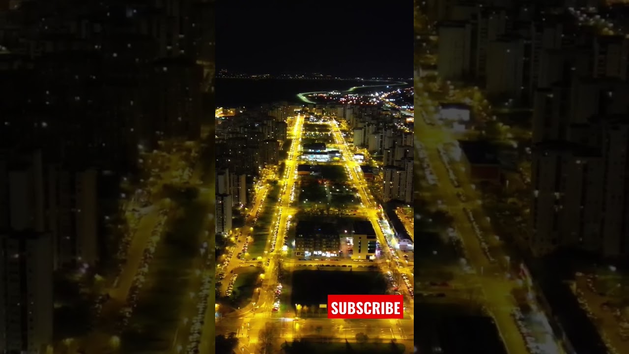 Novi Beograd - Blokovi iz vazduha noću