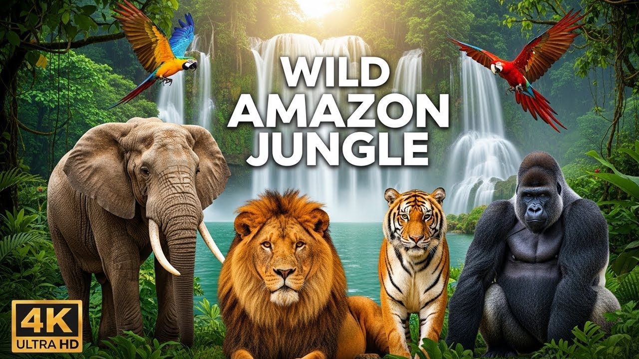 Wild Amazon Jungle 4K: Stunning Animals and Landscapes | Nature Sounds | Relaxing Music