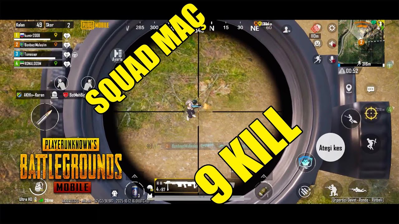 Pubg mobile Ürpertici mod Rondo Yu lin 9 Eleme