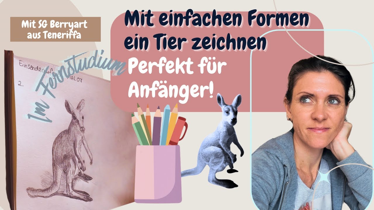 Känguru einfach zeichnen und schattieren/Zeichnen als eigene Therapie nutzen