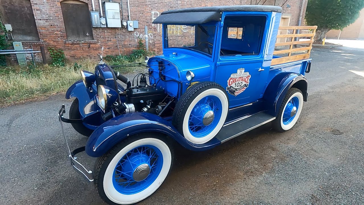 1928 Ford Model A Pickup, start up, 1st Drive. Great Race participant.