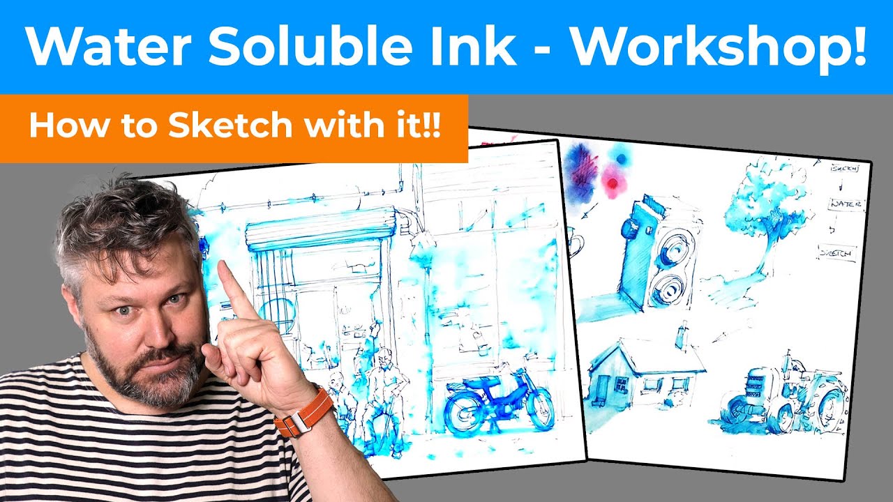 Urban Sketching with Water Soluble Ink - Easy Demo for Beginners