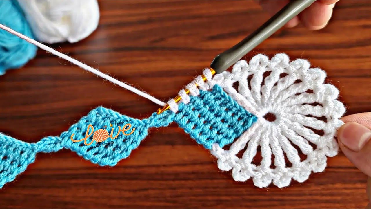 كروشيه دانتيل /حزام/شريط لاسو بغرزة تونسية/how to make a ribbon crochet lace border
