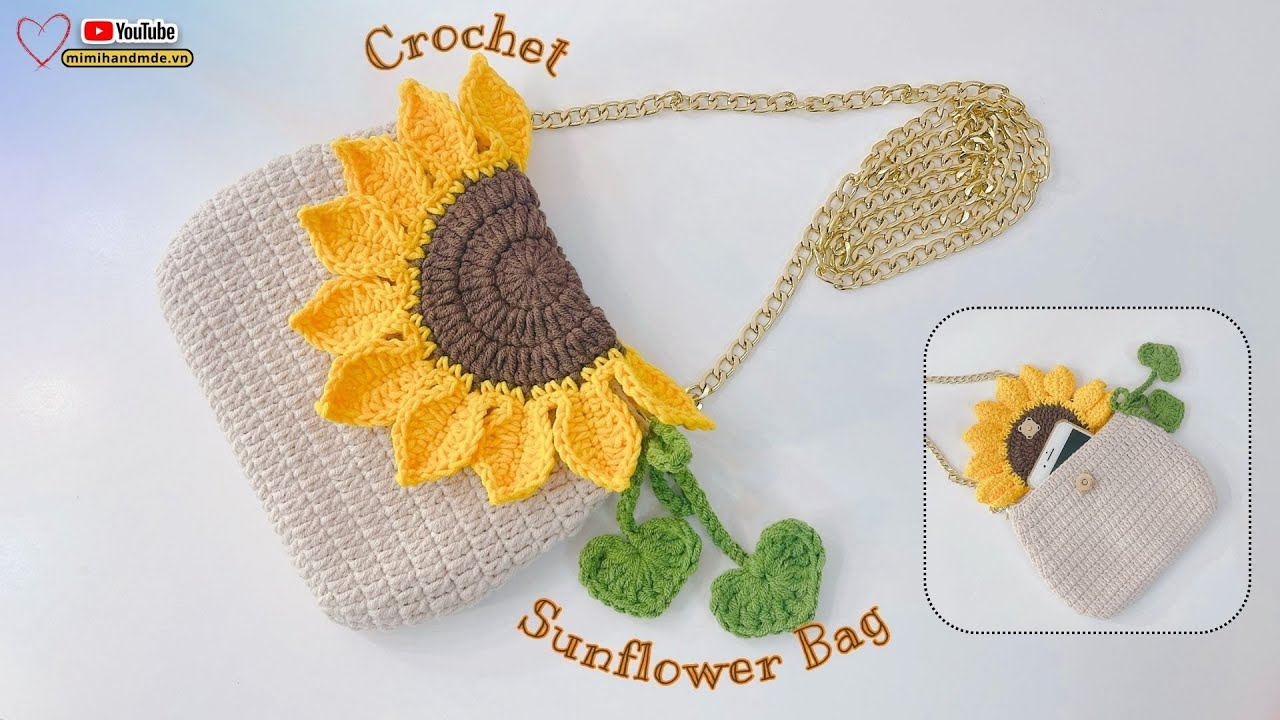 Crochet Sunflower Bag 🌻 Hướng Dẫn Móc Túi Nắp Hoa Hướng Dương Tuyệt Đẹp Siêu Dễ | Mimi Handmade