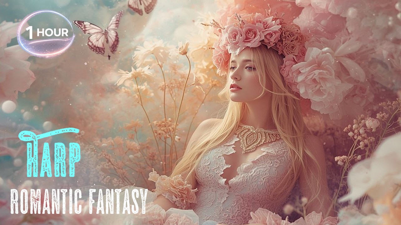1 Hour Romantic Fantasy Harp Music - Dreaming