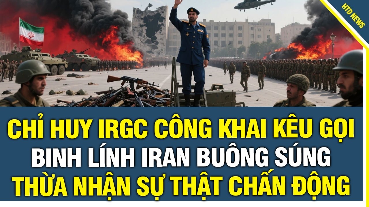 SỐC! Chỉ huy IRGC công khai kêu gọi binh lính Iran buông súng, thừa nhận chế độ đang sụp đổ