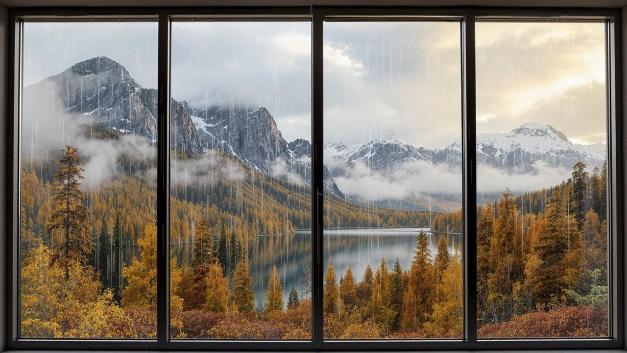 Rainy Mountain View from the Window ASMR– Cozy Nature Ambience with Rain & Birds Sounds 3 Hours