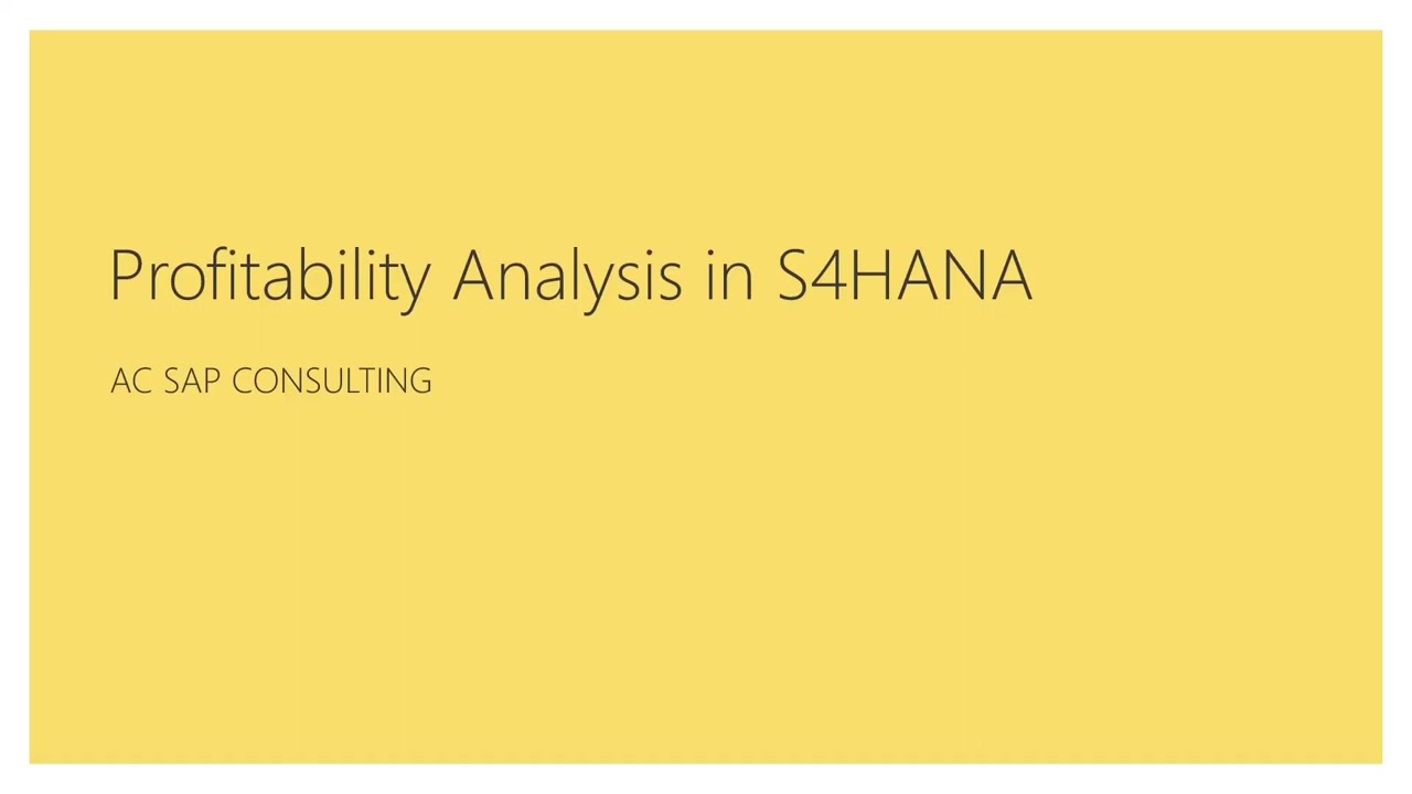 Open to All COPA Series - 1. Introduction to COPA in S4HANA