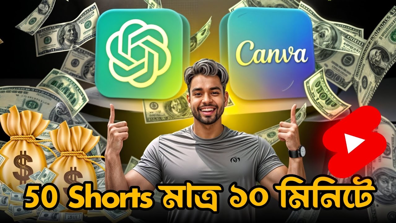 Create 50 YouTube Shorts In 10 MINUTES Using AI Canva +ChatGPT || 50 Shorts মাত্র ১০ মিনিটে