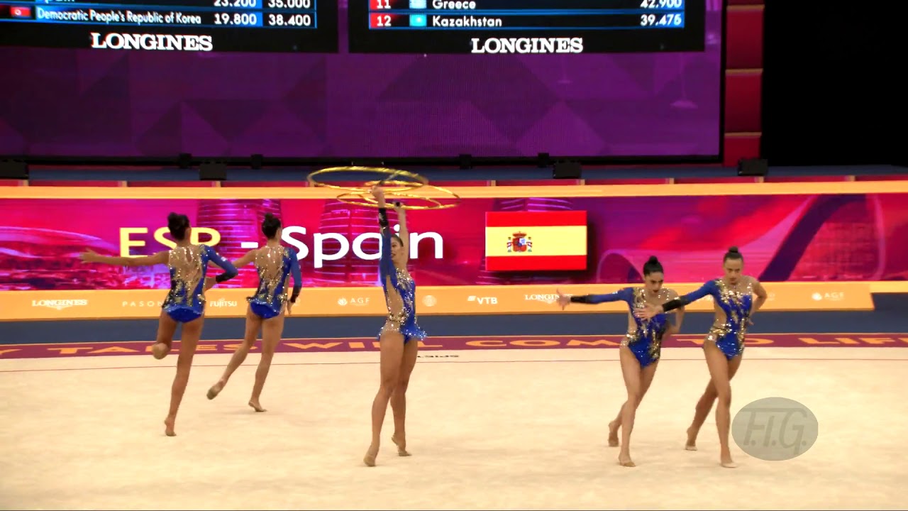 Spain (ESP) - 2019 Rhythmic Worlds, Baku (AZE) - Qualifications 3 Hoops + 2 Pairs Of Clubs