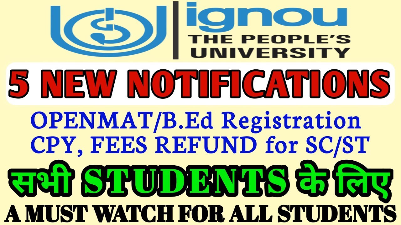IGNOU 5 MOST IMPORTANT NOTIFICATIONS FOR ALL STUDENTS By TIPS GURU