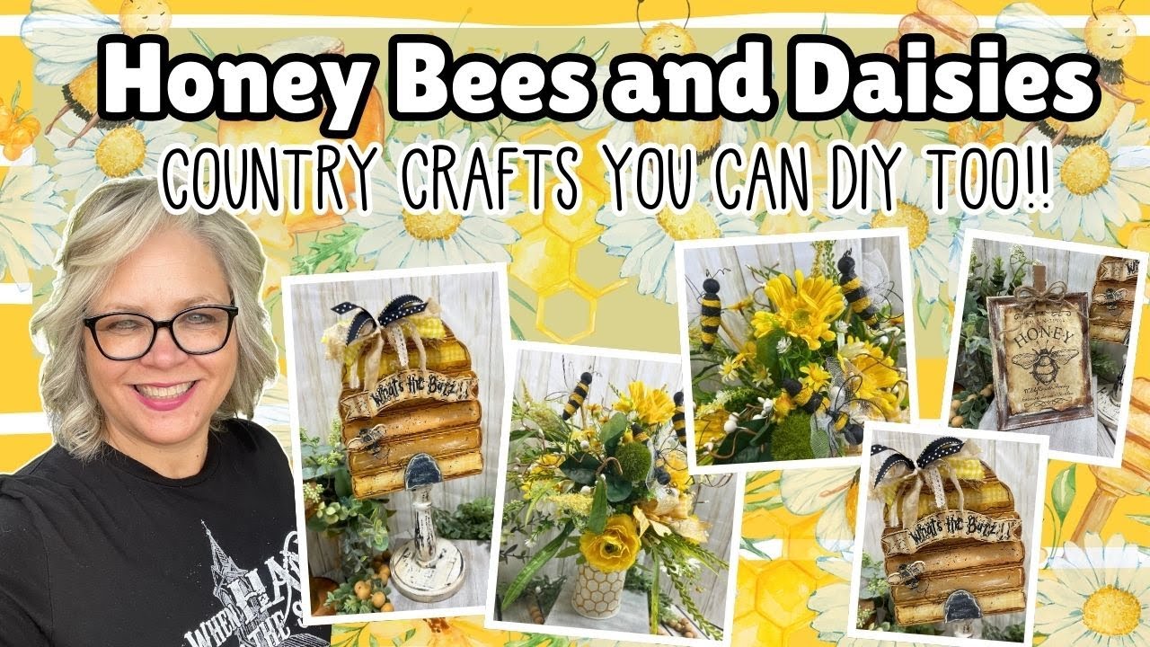 🐝🌿 🌼 Honey Bees and Daisies Country Crafts 🐝🌿 🌼 DIY Wood Floral Printable Decor