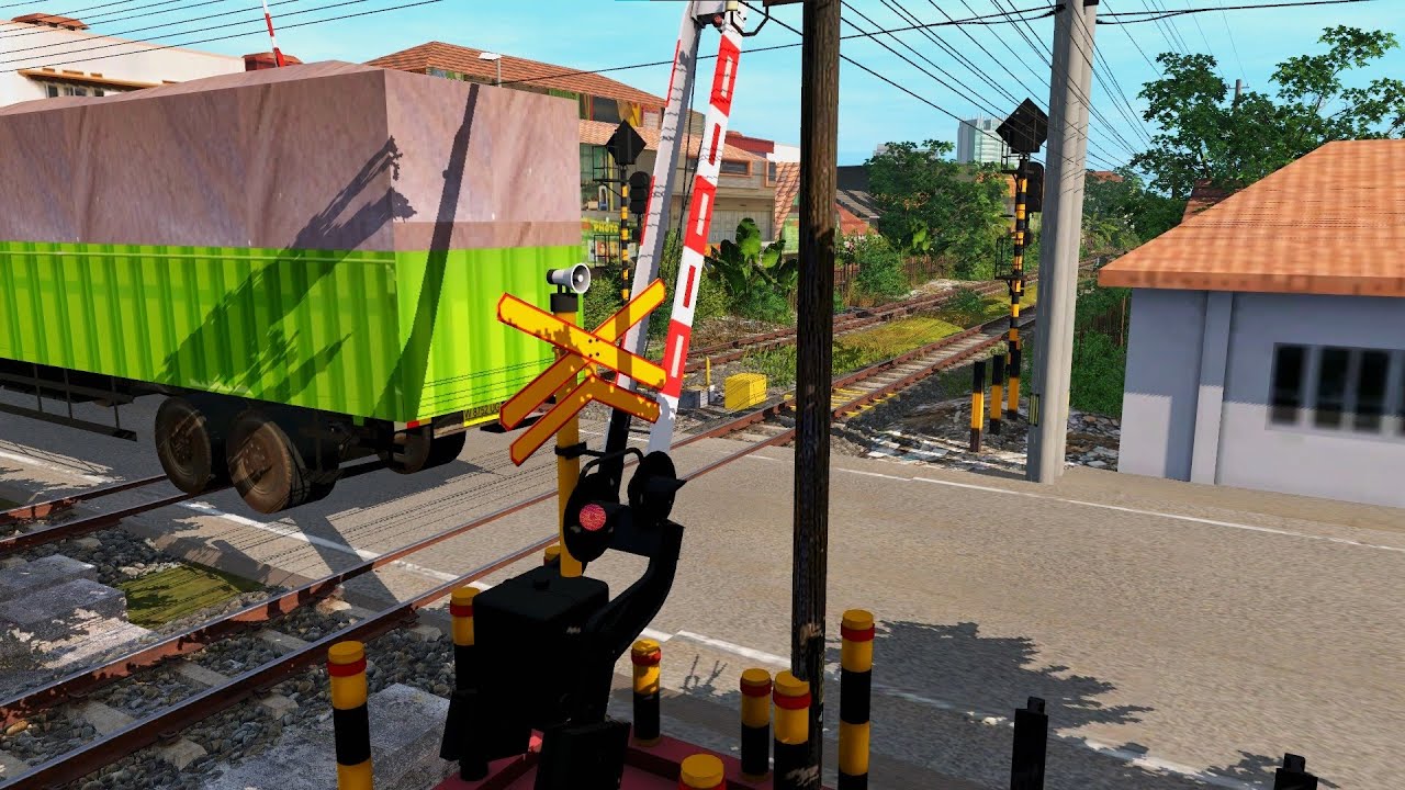Railroad Crossing Indonesia Truck Hampir Nyangkut Di Perlintasan | TRAINZ SIMULATOR INDONESIA