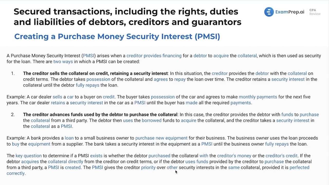 Purchase Money Security Interest [CPA Prep]