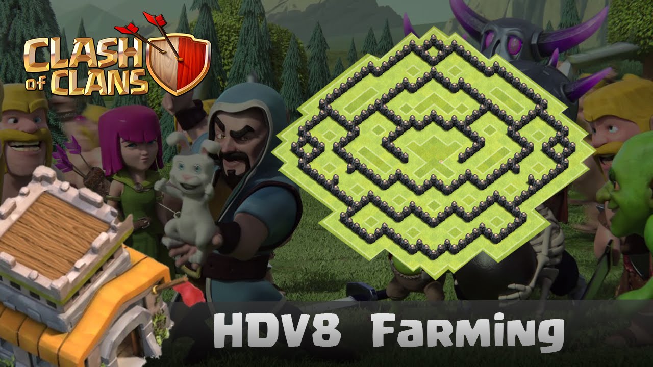 HDV8 Farming avec le Propulseur d'air | TH8 Farming base with Air Sweeper | Clash Of Clans