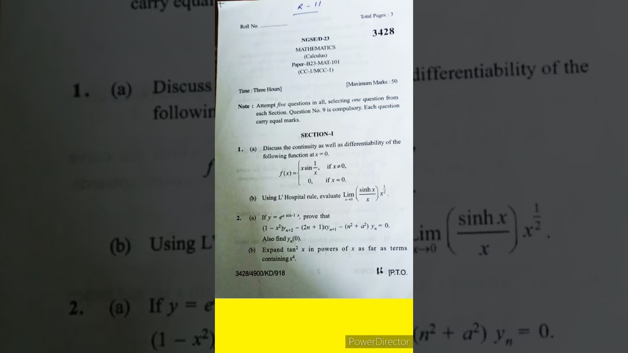 B.Sc. 1st SEM, MATHEMATICS QUESTION PAPER || JANUARY 2024 || KUK ||