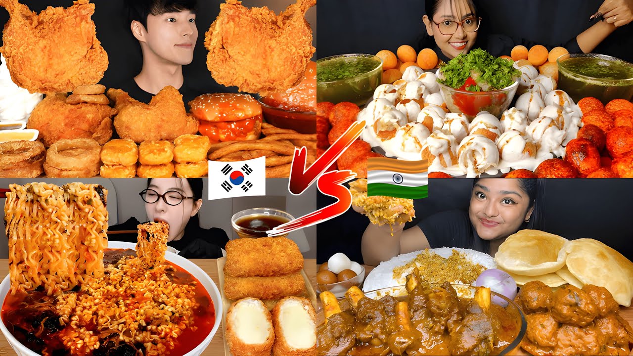 KOREAN 🇰🇷 VS INDIA 🇮🇳 | ASMR Mukbang EXTREMADAMENTE PICANTE 🔥🥵🌶️