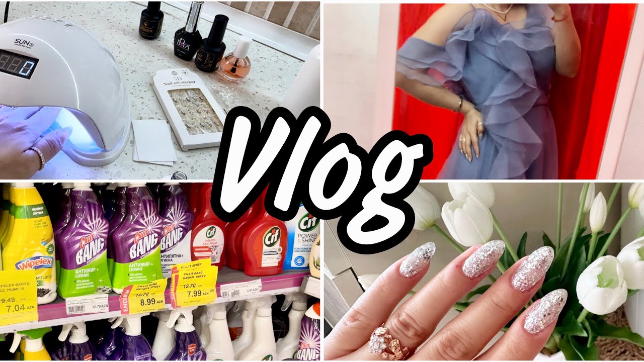 Vlog | Evdə gellak etdim💅🏻Dərziyə getdim | Toya hazırlıq💃🏼#gellak #manicure #store #vlog