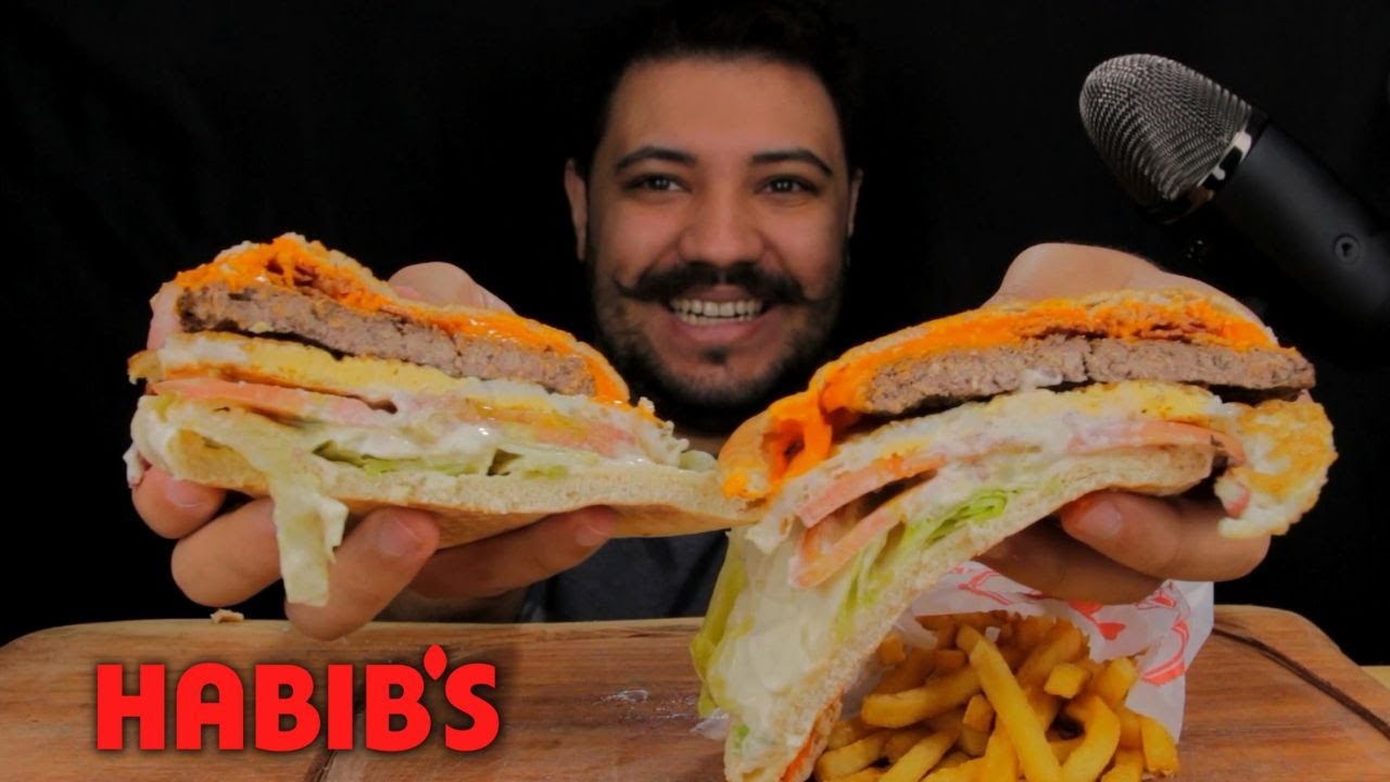 ASMR COMIDA | HABIB&Atilde;O - 500G DE BURGUER DO HABIB'S (MUKBANG) SONS DE MASTIGA&Ccedil;&Atilde;O - Gustavo Mineiro