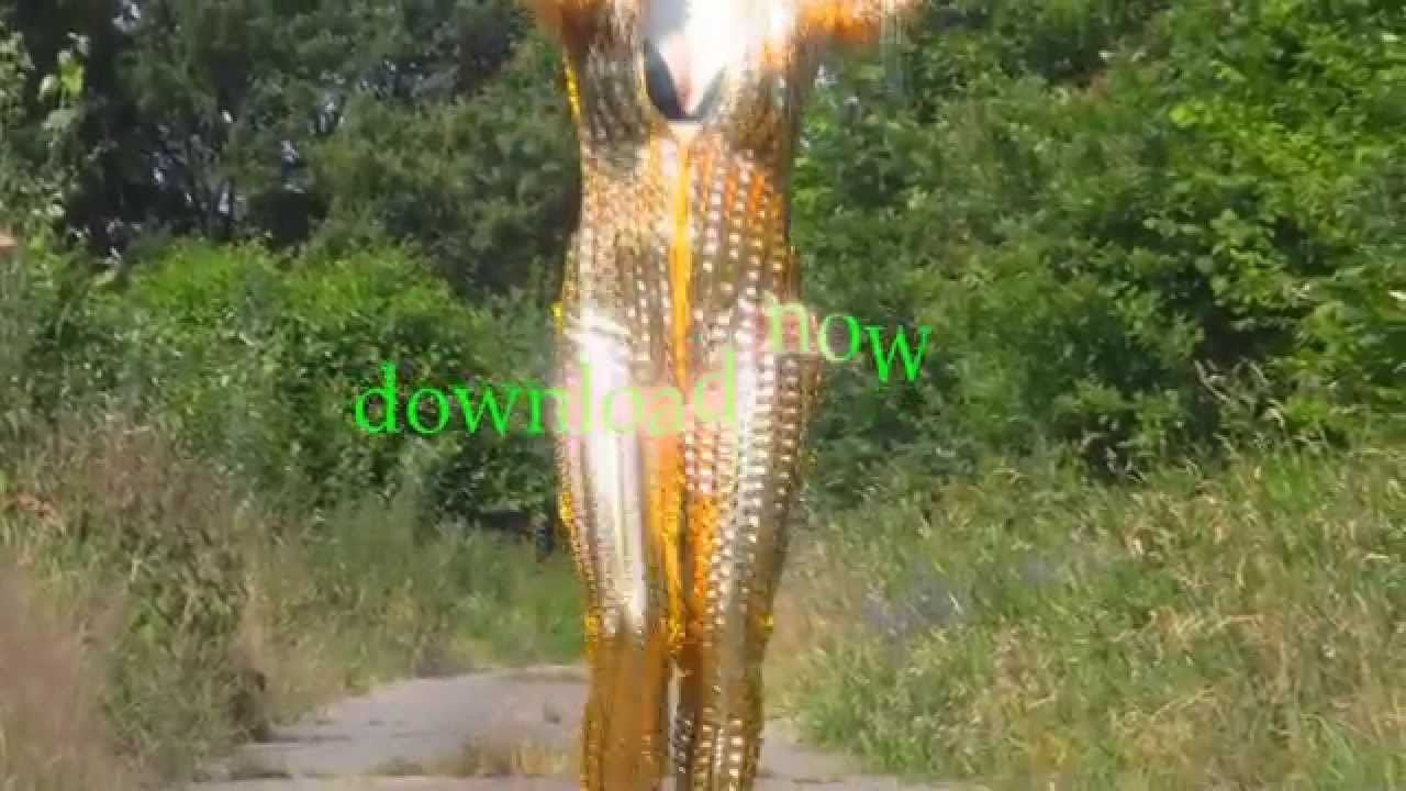 GOLD CATSUIT Cora High Heels walking in sexy high heels
