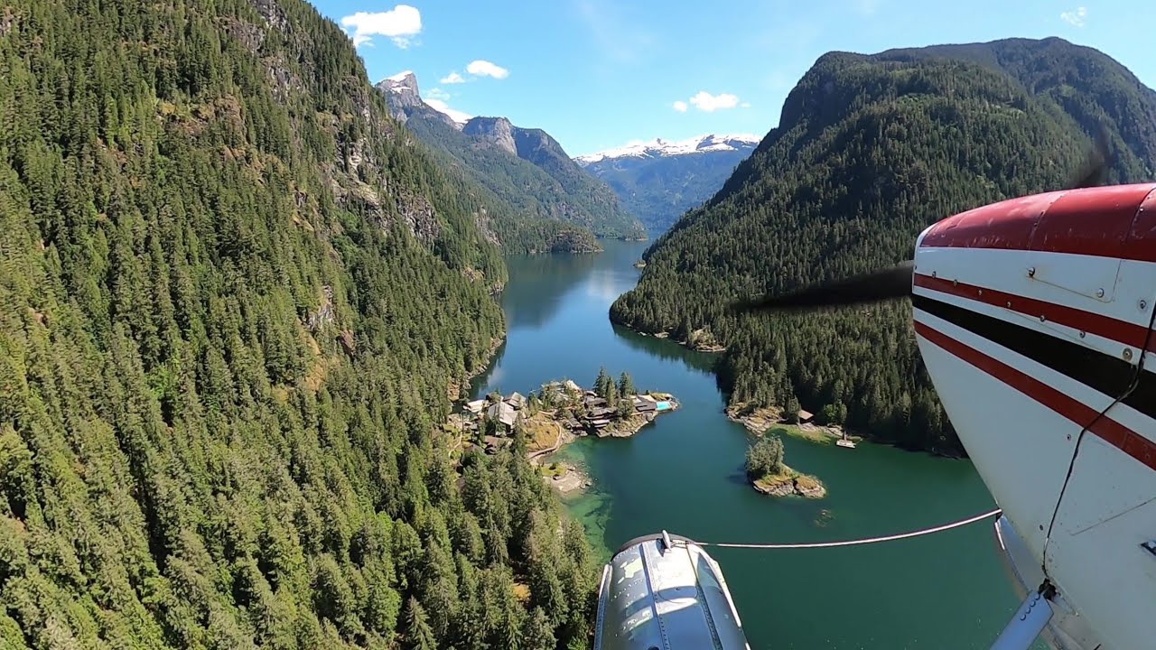 Chatterbox Falls. Flying a float plane from Courtenay B.C. to Chatterbox Falls.