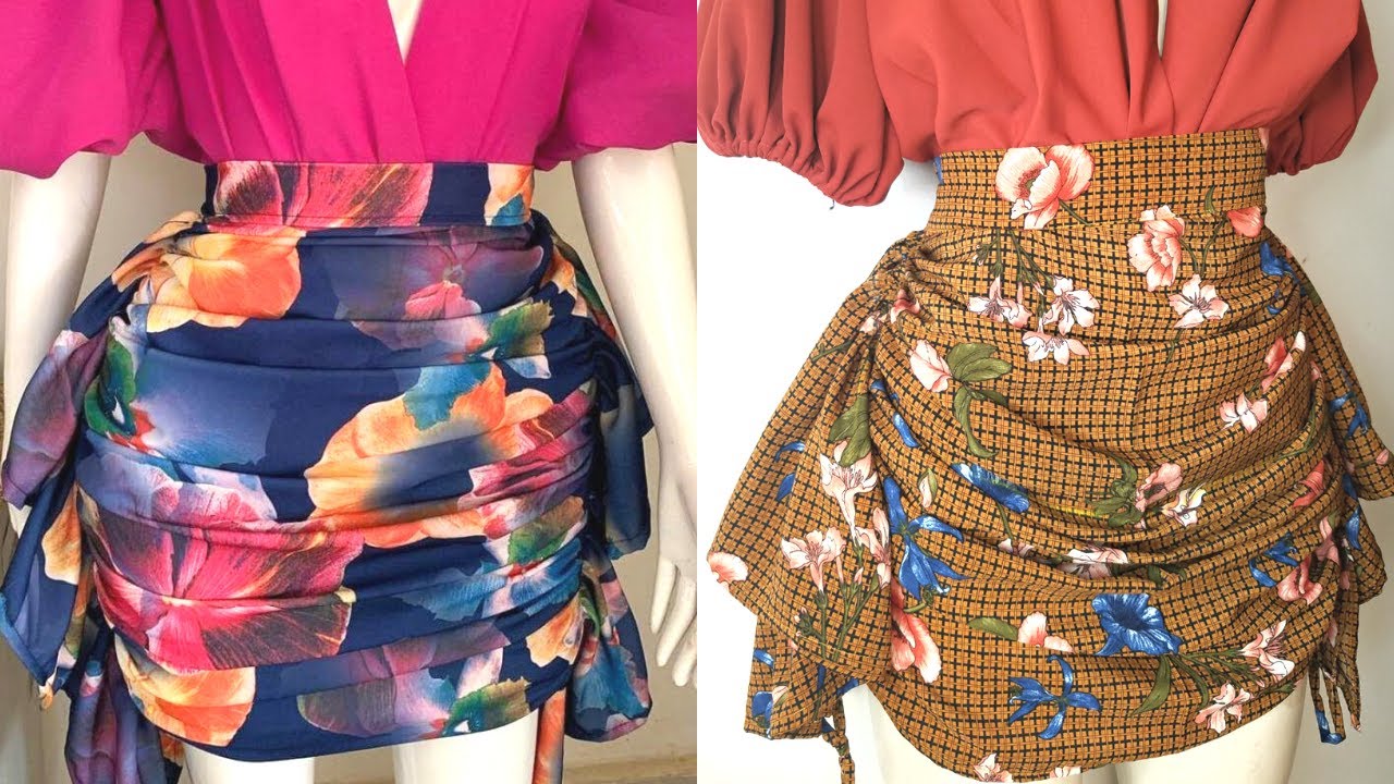 How To Make A Short Trendy Butterfly Ruched Skirt / 2 Ways to Make Ruch ( Sewing For Beginners )