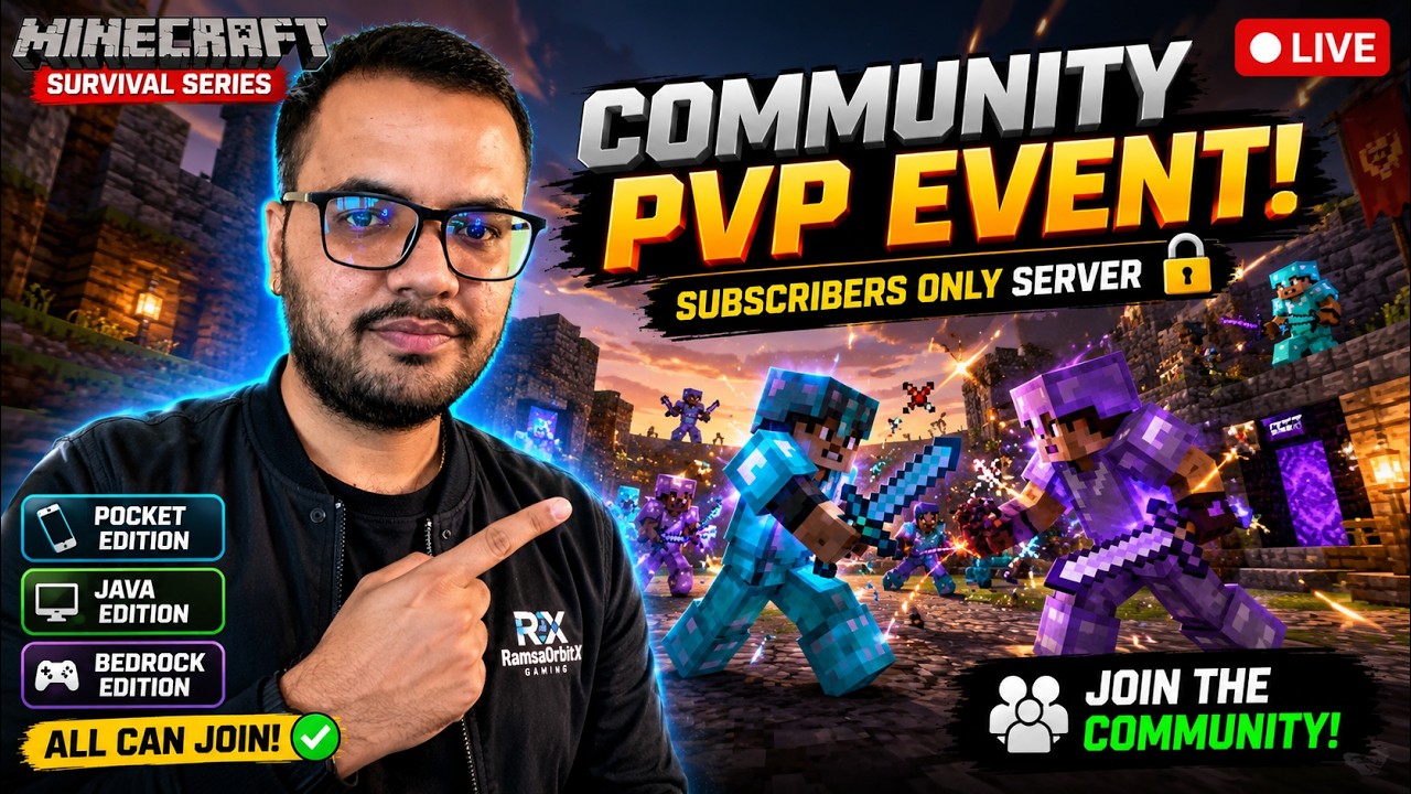 🔴 LIVE Minecraft Public Server | Java + Bedrock + Pocket Can Join! ⚔️ PvP Event | Subscribe to Join!
