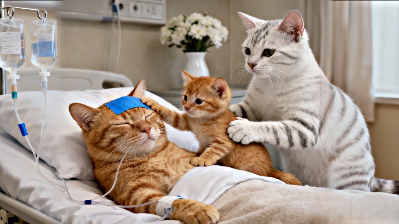 💔🐾 Котята помогают коту-папе ухаживать за раненой кошкой-мамой — Путешествие, полное слез и любви 😿