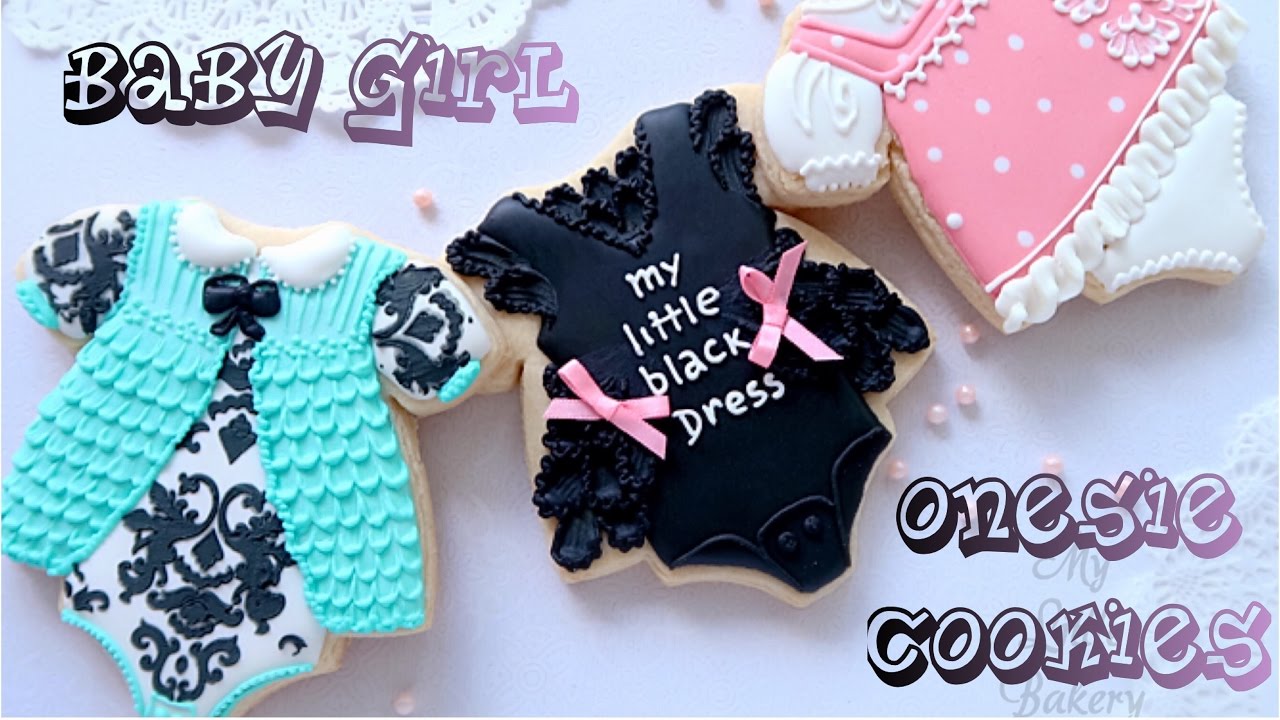 Cute baby girl onesie cookies. Baby shower cookies.🌸