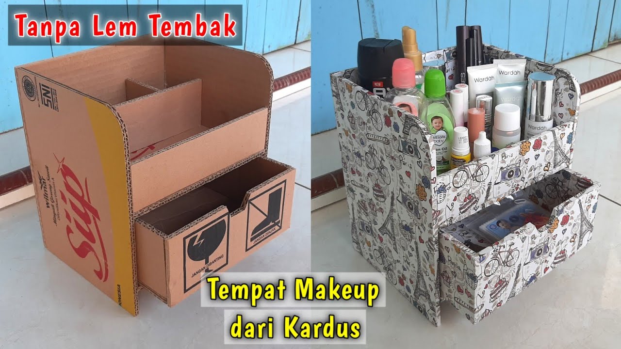 Cara Membuat Tempat Makeup dari Kardus Tanpa Lem Tembak