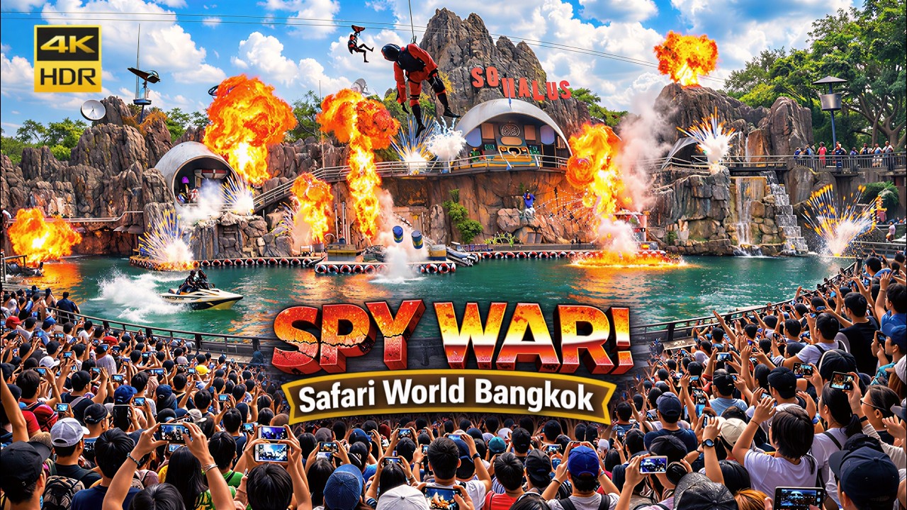Посетите шоу каскадеров вживую на выставке шпионских войн Safari World Bangkok Spy War Show