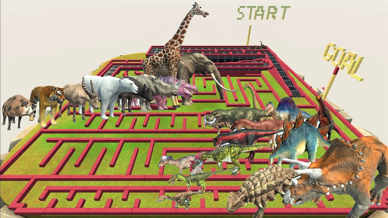 Animal vs. Dinosaur speed race. A course that runs around the field | Animal Revolt Battle Simulator