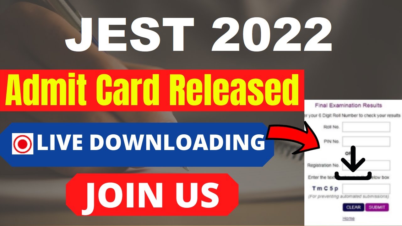 JEST 2022 Admit Card (Released) - Check & Download JEST Admit Card 2022