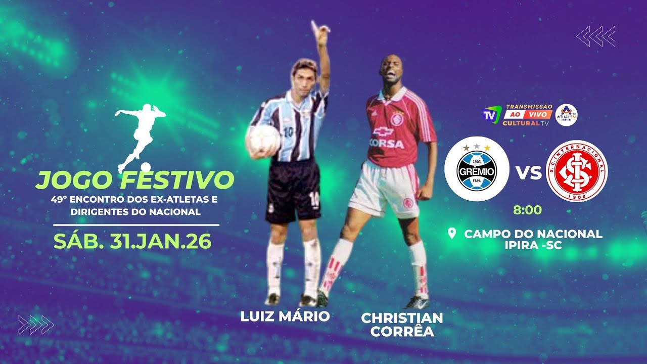 JOGO FESTIVO -  GRENAL com presença de Luiz Mario e Christian Corrêa