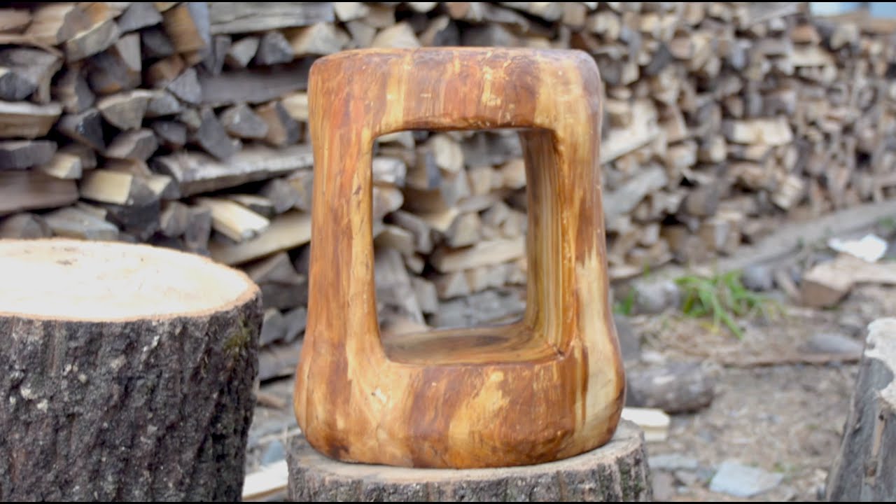桜の丸太からお洒落サイドテーブルを切り出した。DIY Sidetable,stool ハンドメイドスツール ,チェーンソー で切り出し。　グラインダーで木を削る