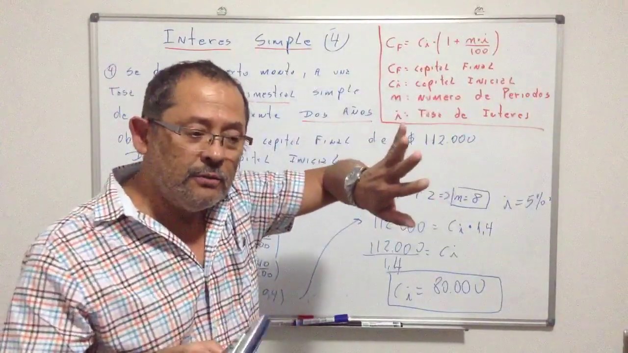 Inter&eacute;s simple , calcular capital inicial