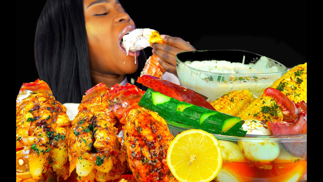 SEAFOOD BOIL MUKBANG | LOBSTER TAIL MUKBANG| CHEESY ALFREDO SAUCE | ASMR EATING | KING CRAB MUKBANG