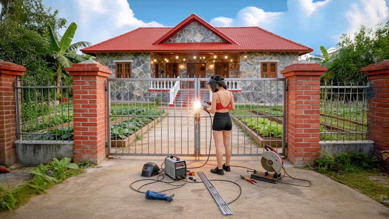 TIMELAPSE -- 24 Hours Build | Finish Building a Beautiful Farm Gate with a Sturdy Iron Gate