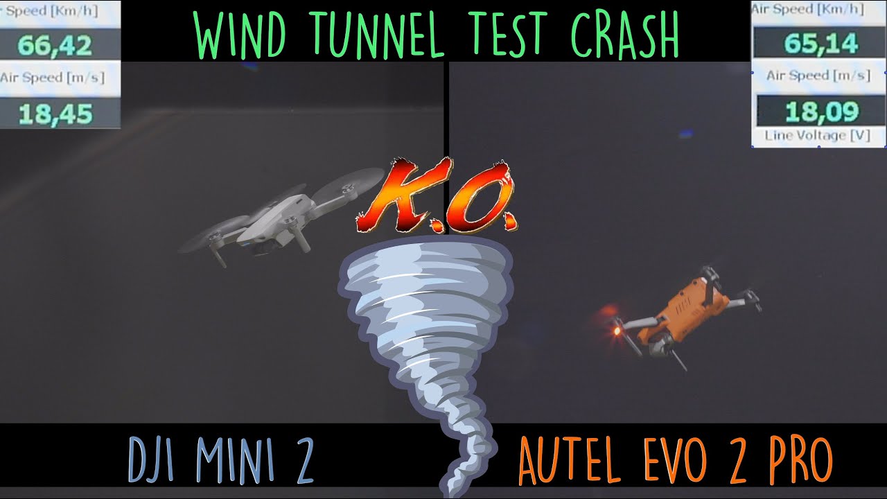 DJI MINI 2 vs EVO 2 PRO | WIND & CRASH TEST INTO WIND TUNNEL - GALLERIA DEL VENTO Perugia