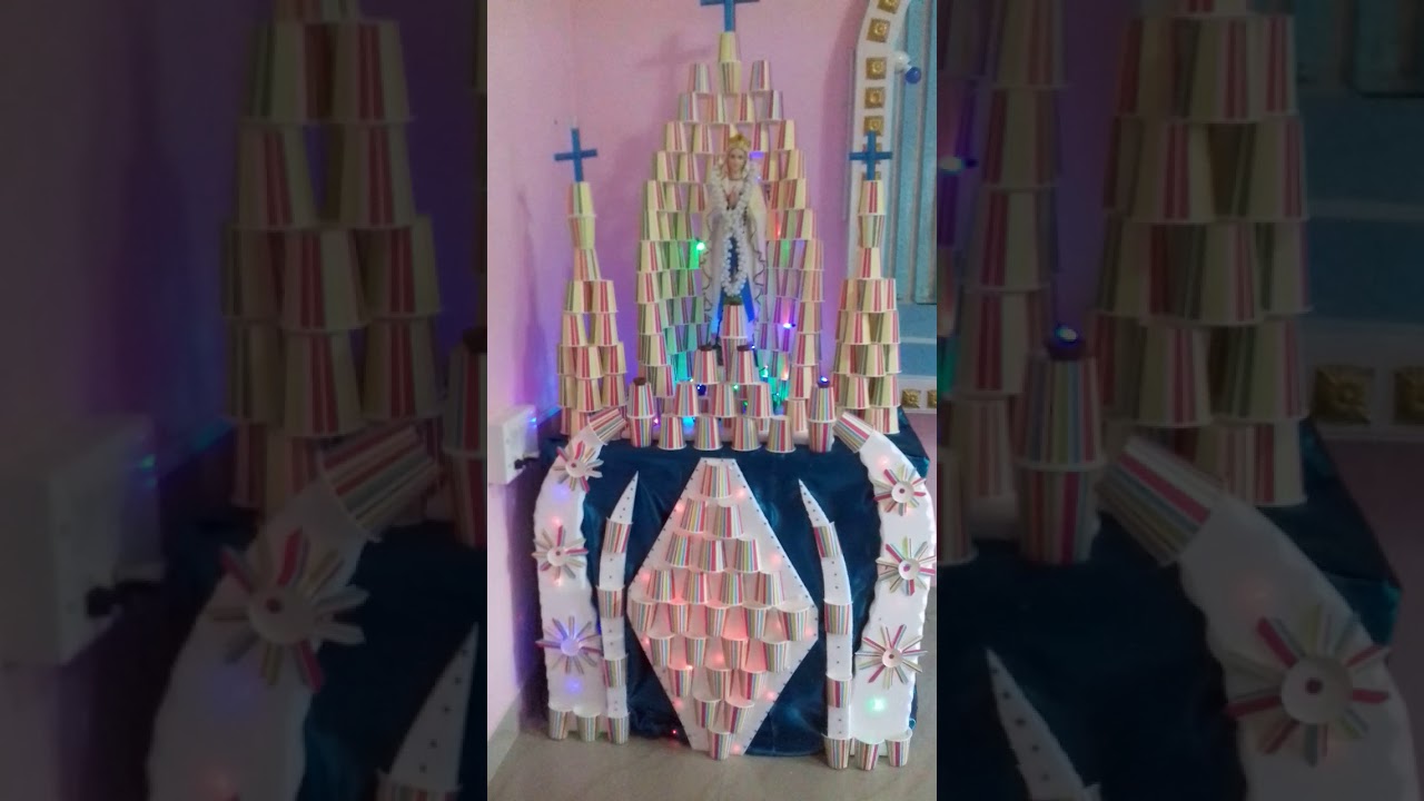 Decoration mother mary with disposible glass