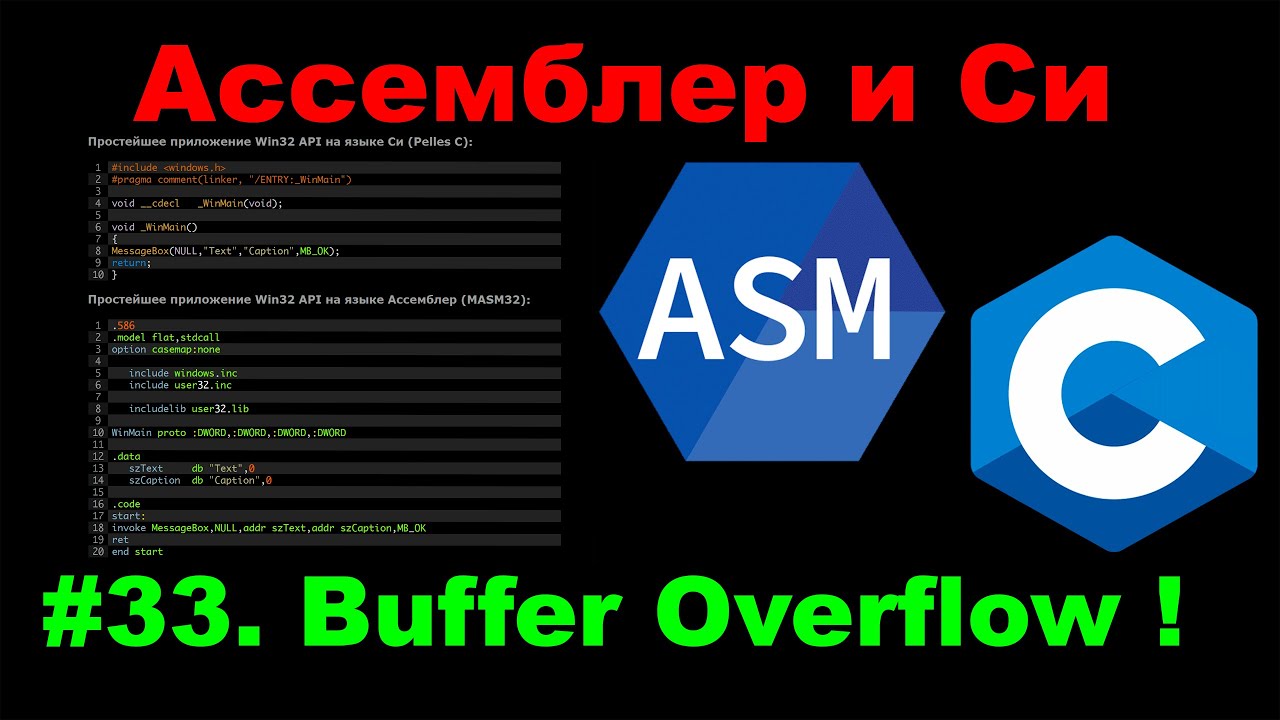Ассемблер и C #33. Buffer Overflow: Эксплойт изнутри!